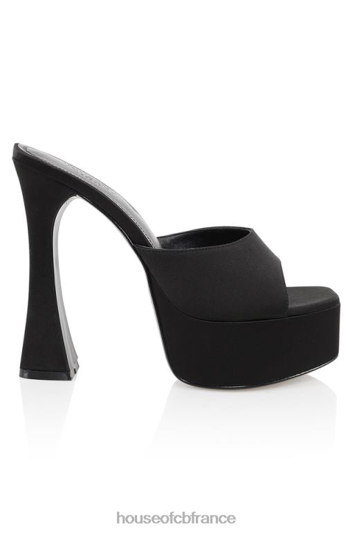 House of CB mules à plateforme en satin noir Alessandra N888H1065 chaussures