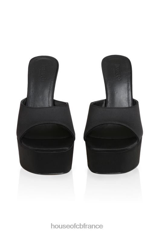 House of CB mules à plateforme en satin noir Alessandra N888H1065 chaussures