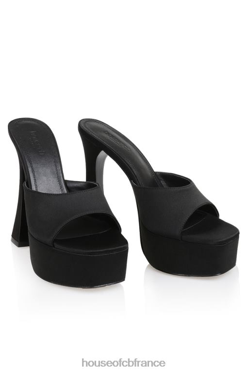House of CB mules à plateforme en satin noir Alessandra N888H1065 chaussures