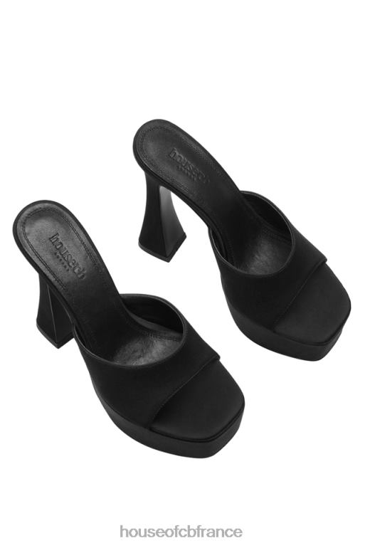 House of CB mules à plateforme en satin noir Alessandra N888H1065 chaussures