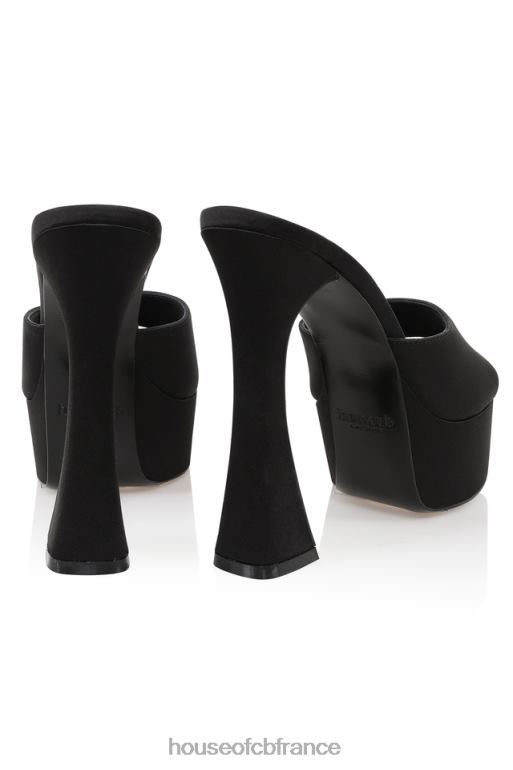 House of CB mules à plateforme en satin noir Alessandra N888H1065 chaussures