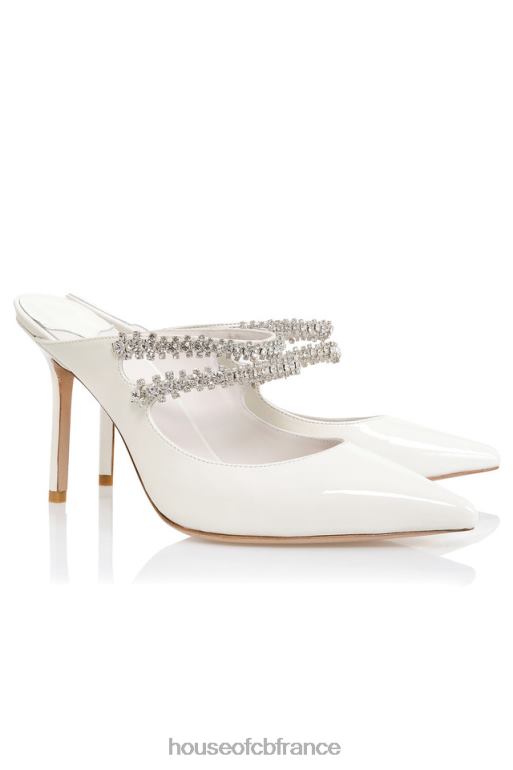 House of CB mules vernies ivoire à cristaux ornés de glacier N888H1094 chaussures