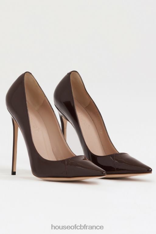 House of CB Paris 5\' - Escarpins à bout pointu en cuir verni marron peint N888H1067 chaussures
