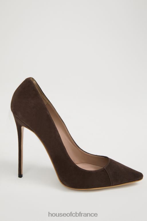House of CB Paris 5\' talons pointus en daim chocolat N888H1068 chaussures