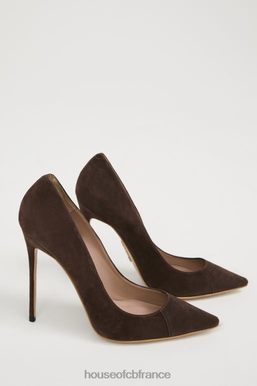 House of CB Paris 5\' talons pointus en daim chocolat N888H1068 chaussures