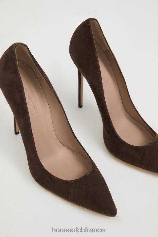 House of CB Paris 5\' talons pointus en daim chocolat N888H1068 chaussures