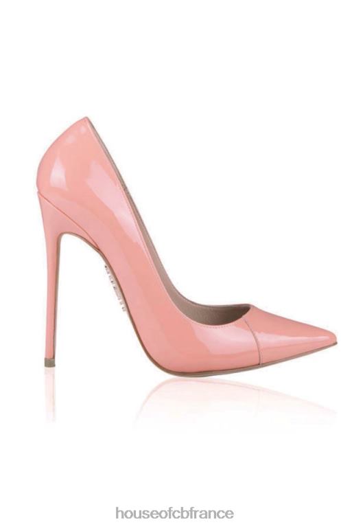 House of CB Paris - Escarpins à bout pointu en cuir verni rose bébé N888H1131 chaussures