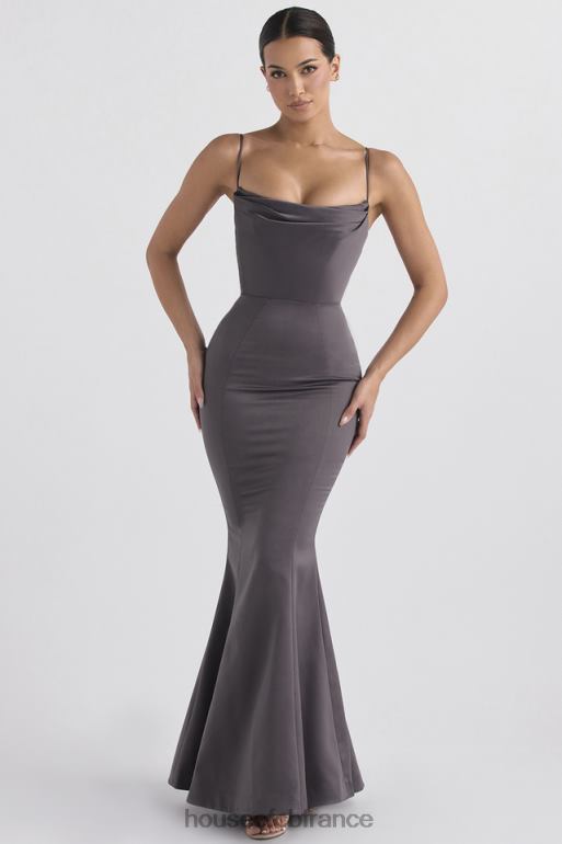 House of CB robe longue en satin violette shadow N888H1152 mariages