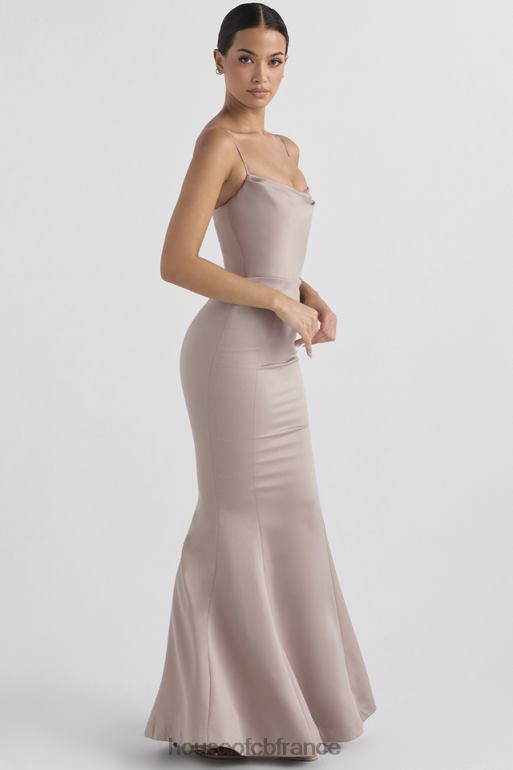 House of CB robe queue de poisson en satin champignon violette N888H1149 mariages