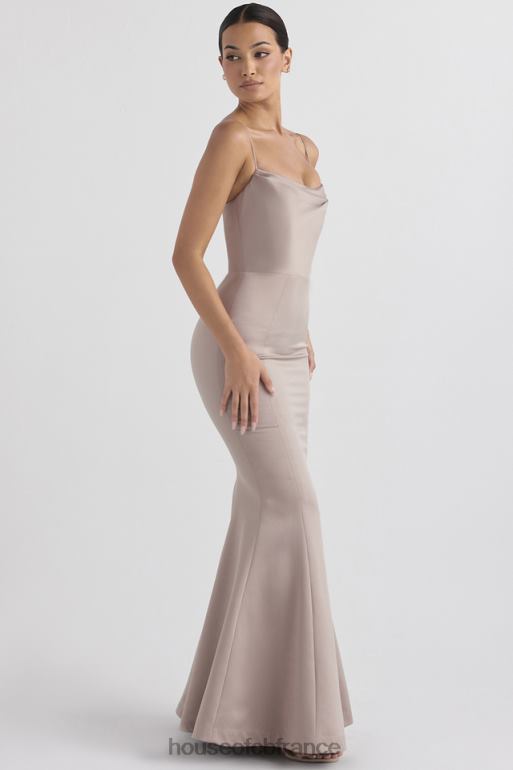 House of CB robe queue de poisson en satin champignon violette N888H1149 mariages