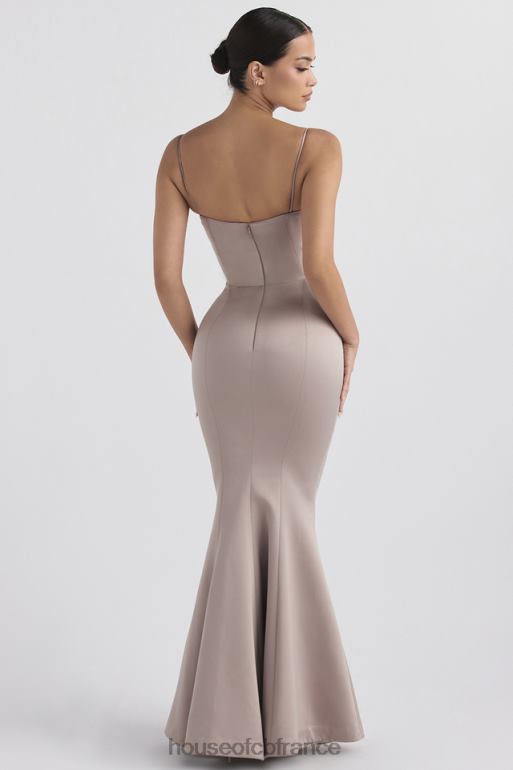 House of CB robe queue de poisson en satin champignon violette N888H1149 mariages