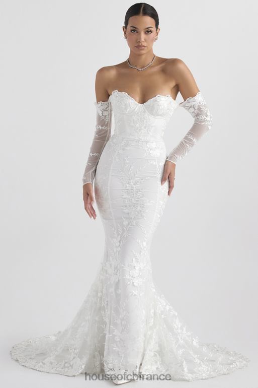 House of CB robe de mariée à manches longues en dentelle blanche Isabelle N888H1139 mariages
