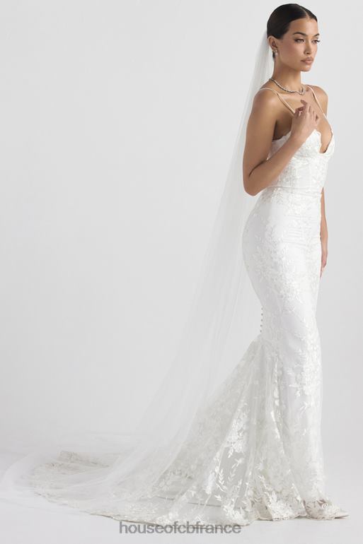 House of CB voile de tulle doux ultra long blanc leone N888H1145 mariages