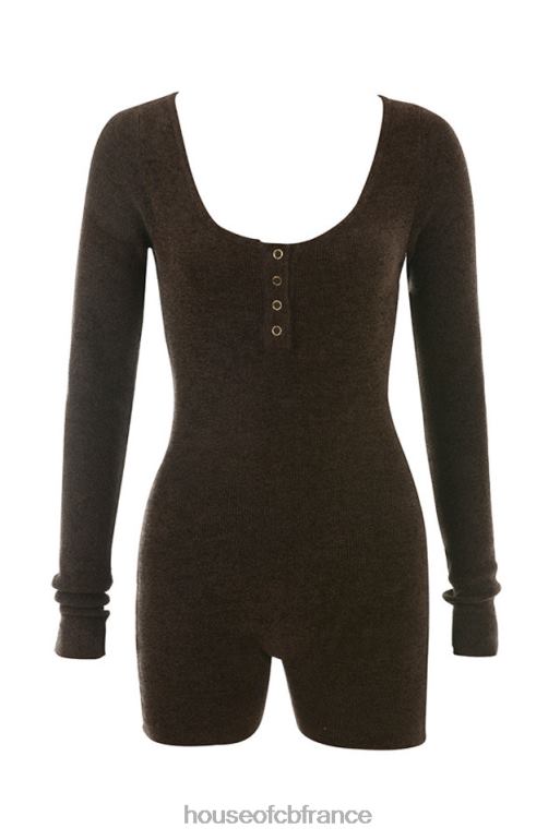 House of CB Kiana - Combishort en tricot moelleux chocolat N888H1059 vêtements