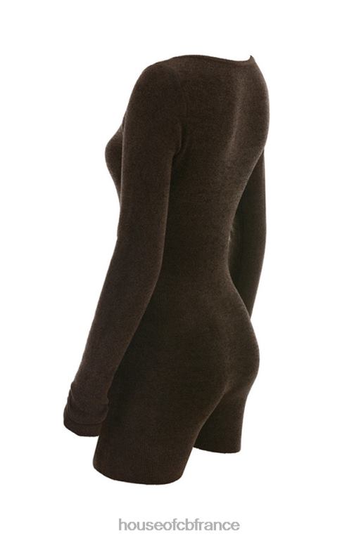 House of CB Kiana - Combishort en tricot moelleux chocolat N888H1059 vêtements