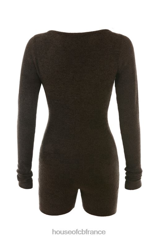 House of CB Kiana - Combishort en tricot moelleux chocolat N888H1059 vêtements