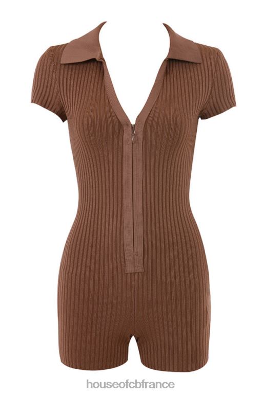 House of CB combishort bandage côtelé lina chocolat N888H965 vêtements