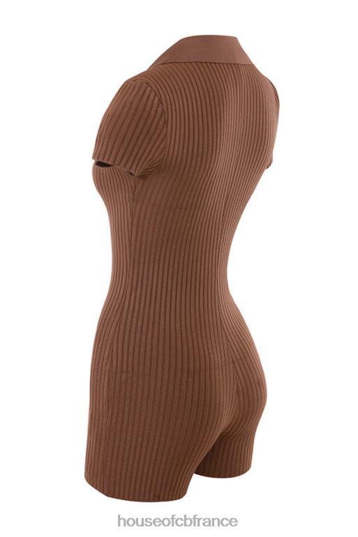 House of CB combishort bandage côtelé lina chocolat N888H965 vêtements