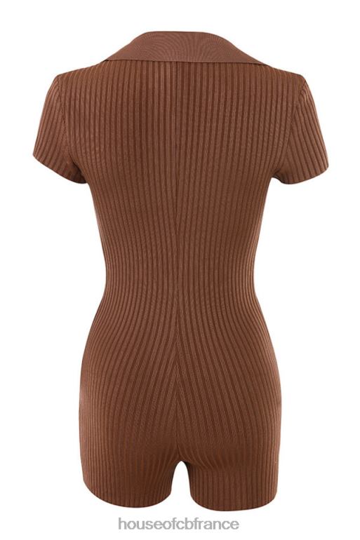 House of CB combishort bandage côtelé lina chocolat N888H965 vêtements