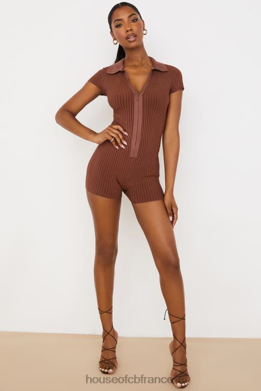 House of CB combishort bandage côtelé lina chocolat N888H965 vêtements
