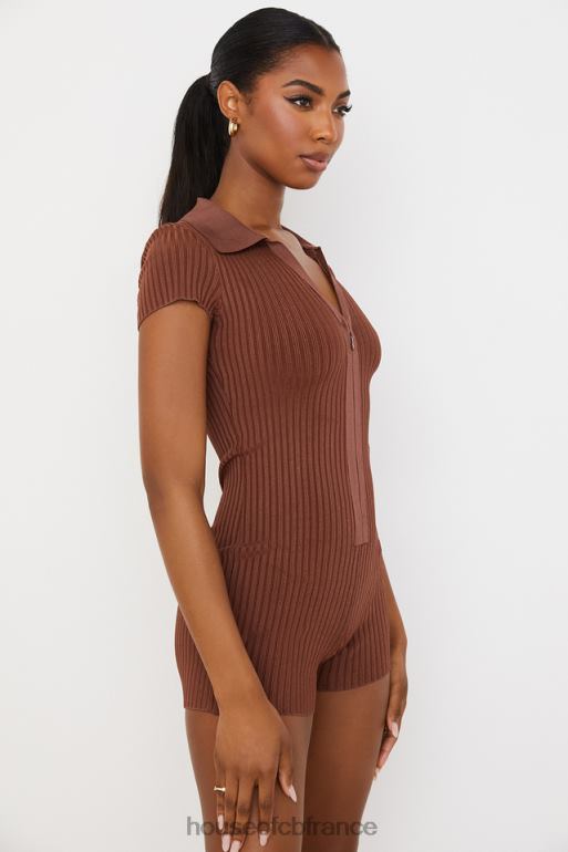 House of CB combishort bandage côtelé lina chocolat N888H965 vêtements