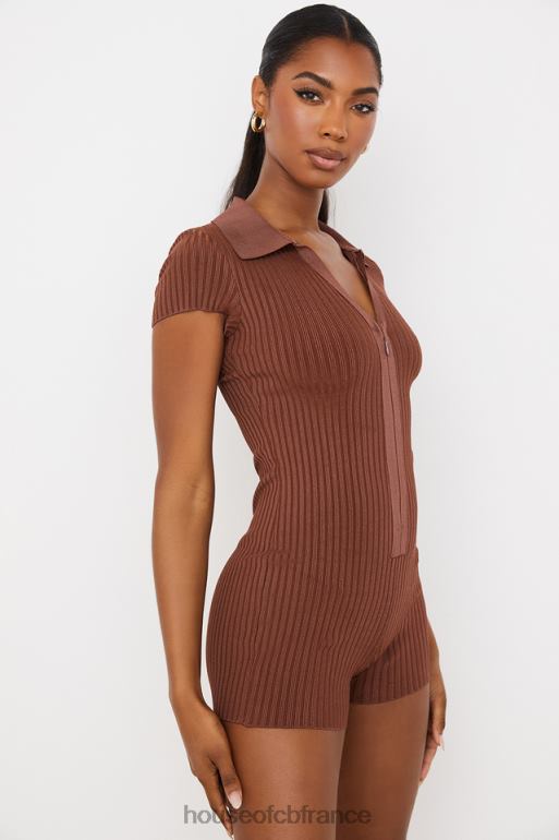 House of CB combishort bandage côtelé lina chocolat N888H965 vêtements
