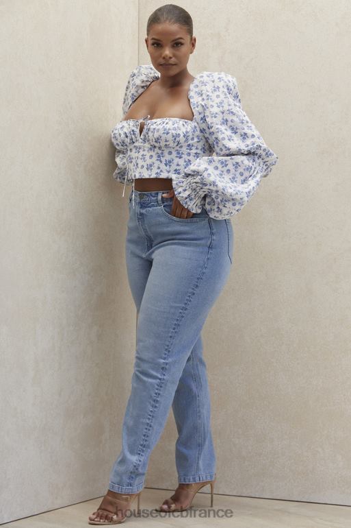 House of CB Jean en denim taille haute bleu pâle Bria N888H643 vêtements