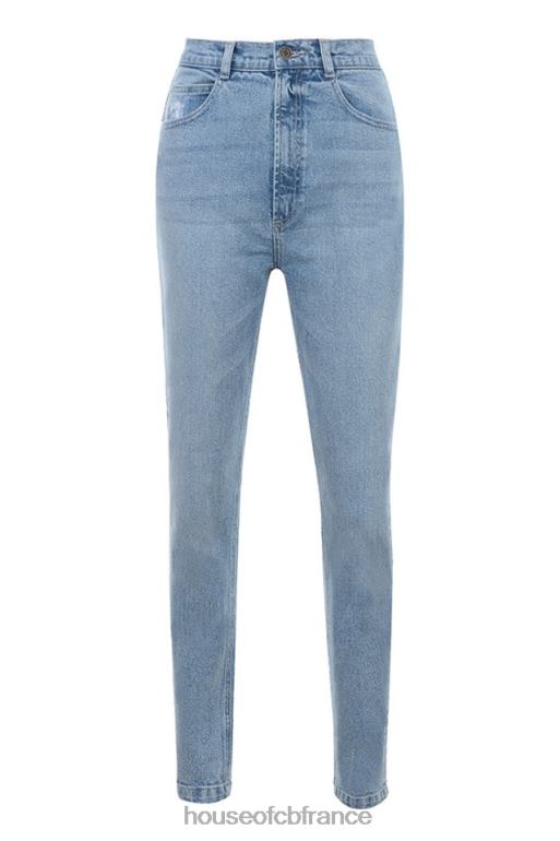 House of CB Jean en denim taille haute bleu pâle Bria N888H643 vêtements