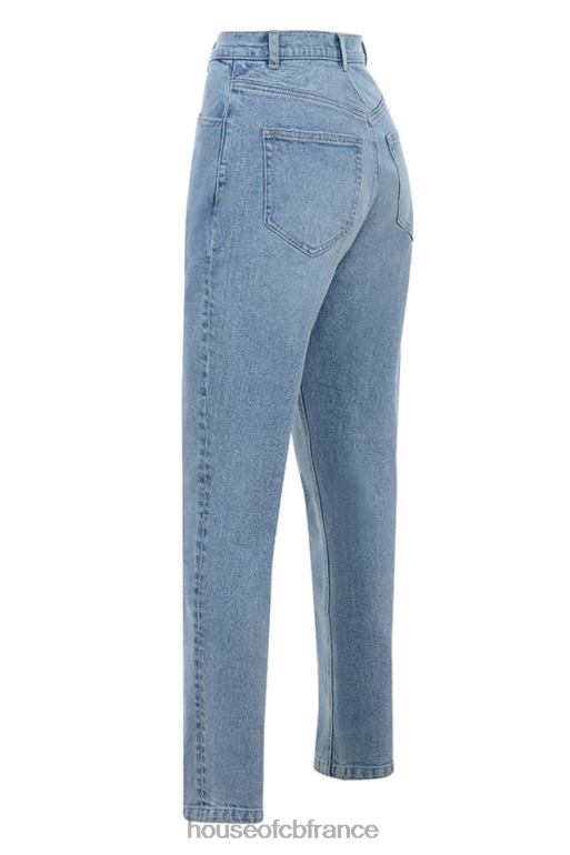 House of CB Jean en denim taille haute bleu pâle Bria N888H643 vêtements