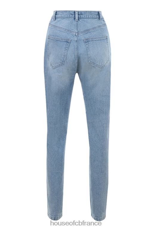House of CB Jean en denim taille haute bleu pâle Bria N888H643 vêtements