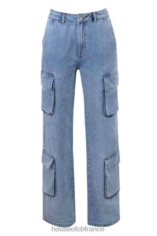 House of CB Jean utilitaire délavé bleu Ria N888H639 vêtements