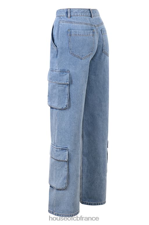 House of CB Jean utilitaire délavé bleu Ria N888H639 vêtements
