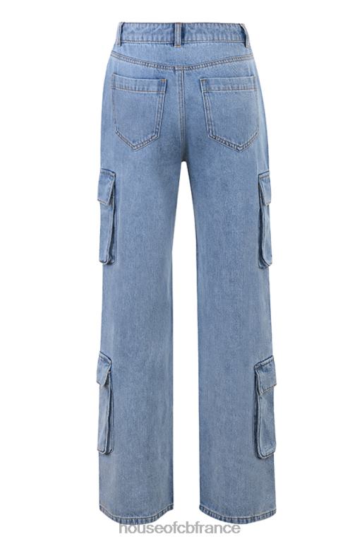 House of CB Jean utilitaire délavé bleu Ria N888H639 vêtements