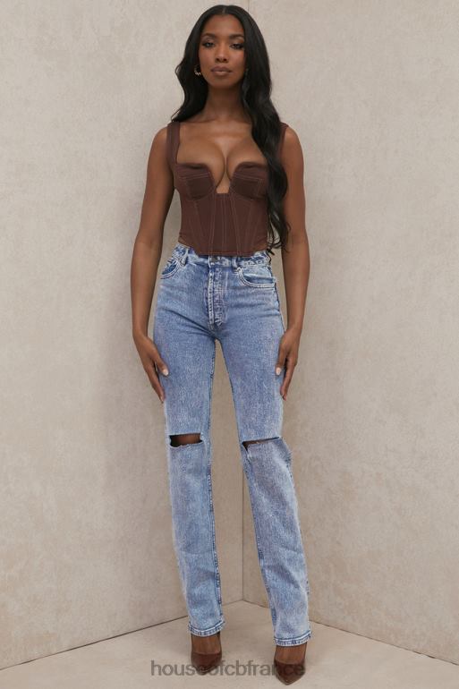 House of CB Tate Blue - Jean coupe vintage à délavage antique N888H642 vêtements