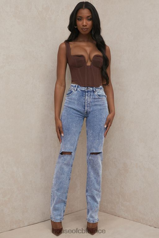 House of CB Tate Blue - Jean coupe vintage à délavage antique N888H642 vêtements