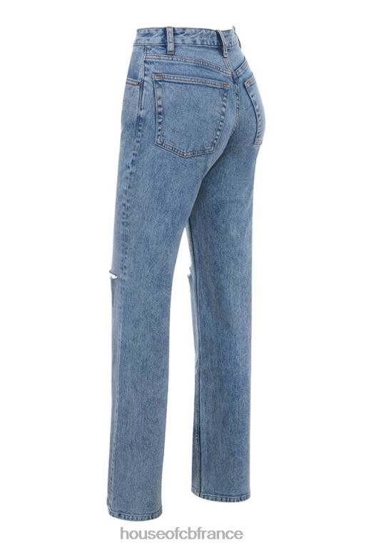 House of CB Tate Blue - Jean coupe vintage à délavage antique N888H642 vêtements