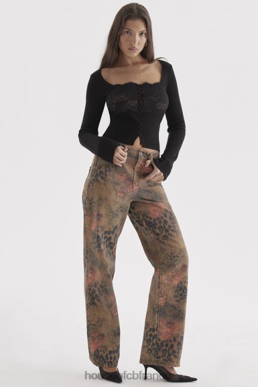 House of CB jean samia imprimé fleuri N888H638 vêtements
