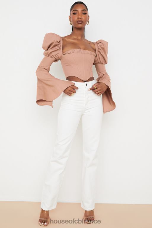 House of CB jean taille haute yara blanc coupe vintage N888H640 vêtements