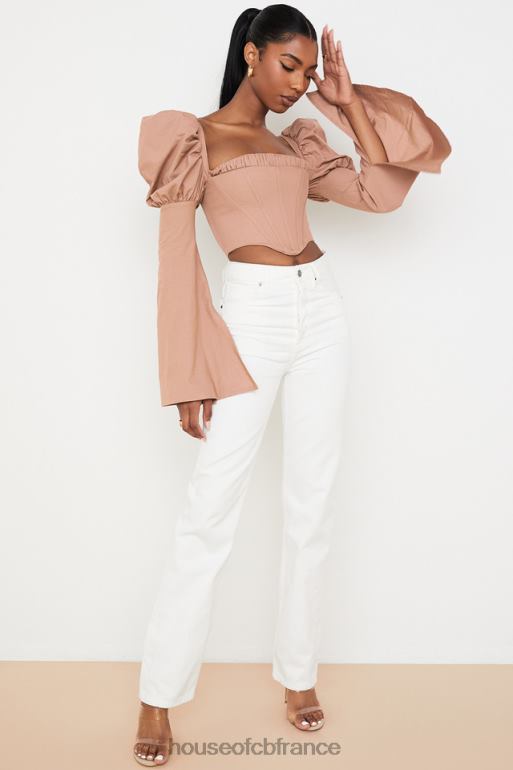 House of CB jean taille haute yara blanc coupe vintage N888H640 vêtements