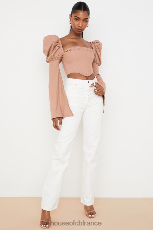 House of CB jean taille haute yara blanc coupe vintage N888H640 vêtements