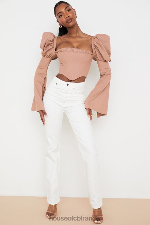 House of CB jean taille haute yara blanc coupe vintage N888H640 vêtements