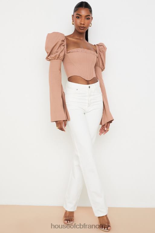 House of CB jean taille haute yara blanc coupe vintage N888H640 vêtements