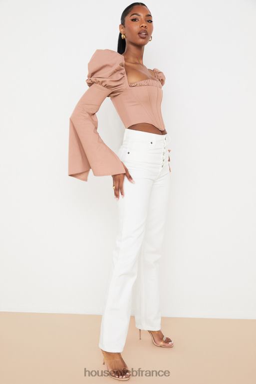 House of CB jean taille haute yara blanc coupe vintage N888H640 vêtements