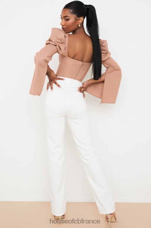 House of CB jean taille haute yara blanc coupe vintage N888H640 vêtements
