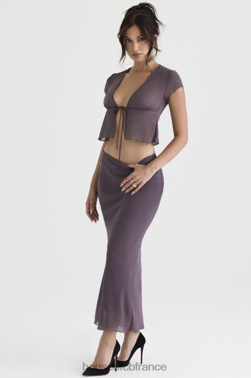 House of CB Dyana - Jupe longue coupée en biais mauve foncé N888H904 vêtements