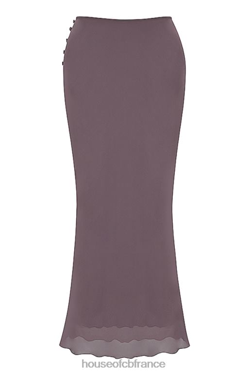House of CB Dyana - Jupe longue coupée en biais mauve foncé N888H904 vêtements