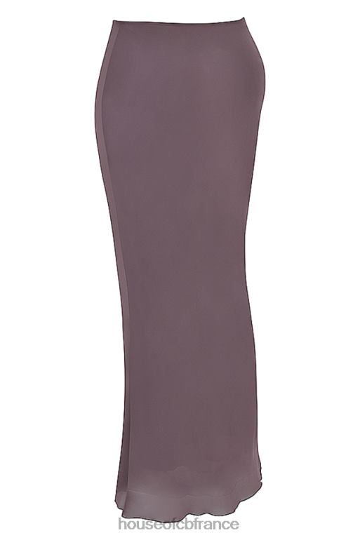 House of CB Dyana - Jupe longue coupée en biais mauve foncé N888H904 vêtements