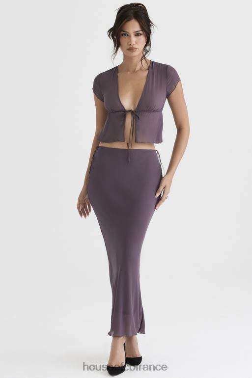House of CB Dyana - Jupe longue coupée en biais mauve foncé N888H904 vêtements