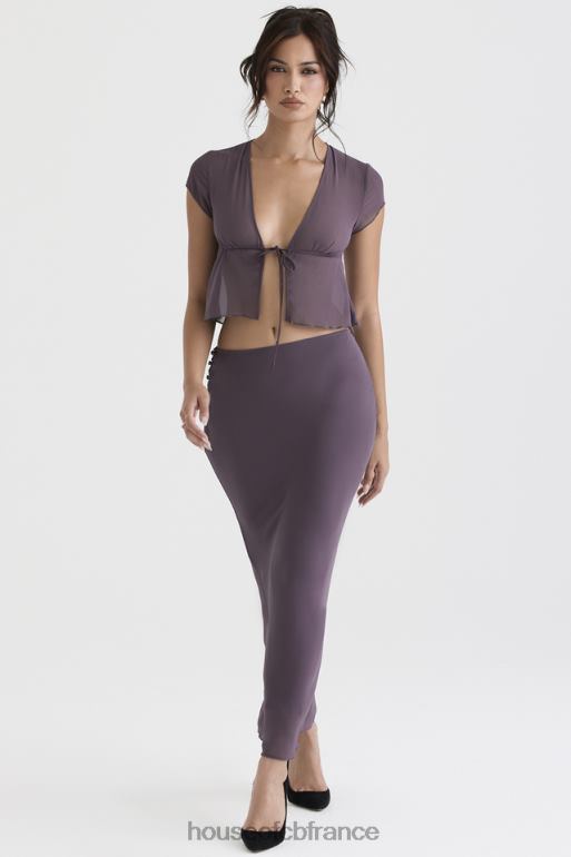 House of CB Dyana - Jupe longue coupée en biais mauve foncé N888H904 vêtements