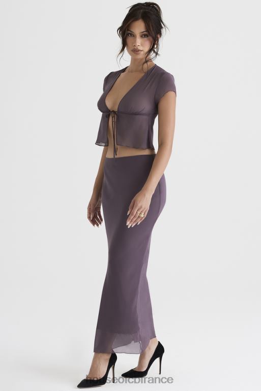 House of CB Dyana - Jupe longue coupée en biais mauve foncé N888H904 vêtements